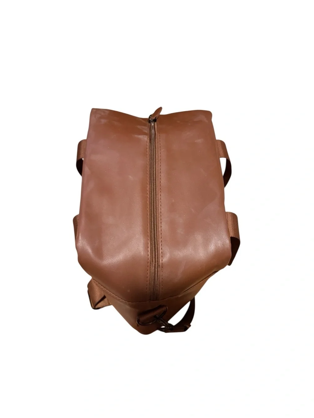 Minimalist Tan Leather Messenger insulated lunchBag with Adjustable Strap